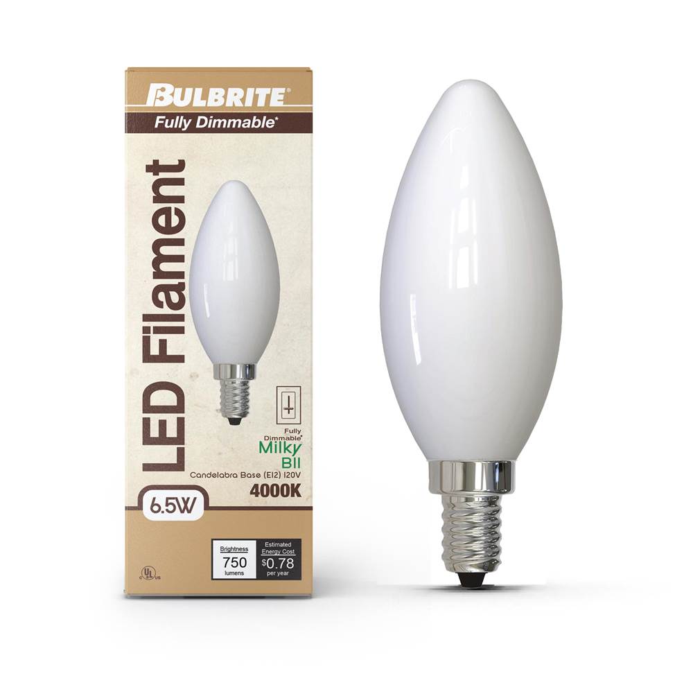Bulbrite  6w Led B11 4000k Filament Milky E12 Fully Compatible Dimming