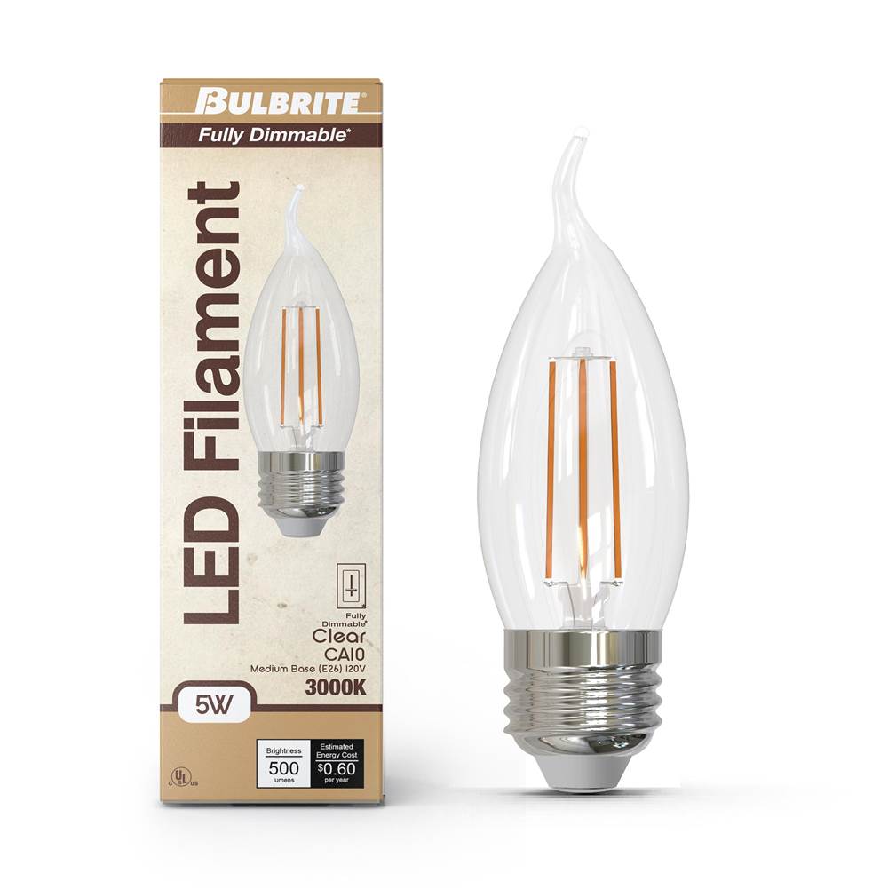 Bulbrite  4.5w Led Ca10 3000k Filament E26 Fully Compatible Dimming