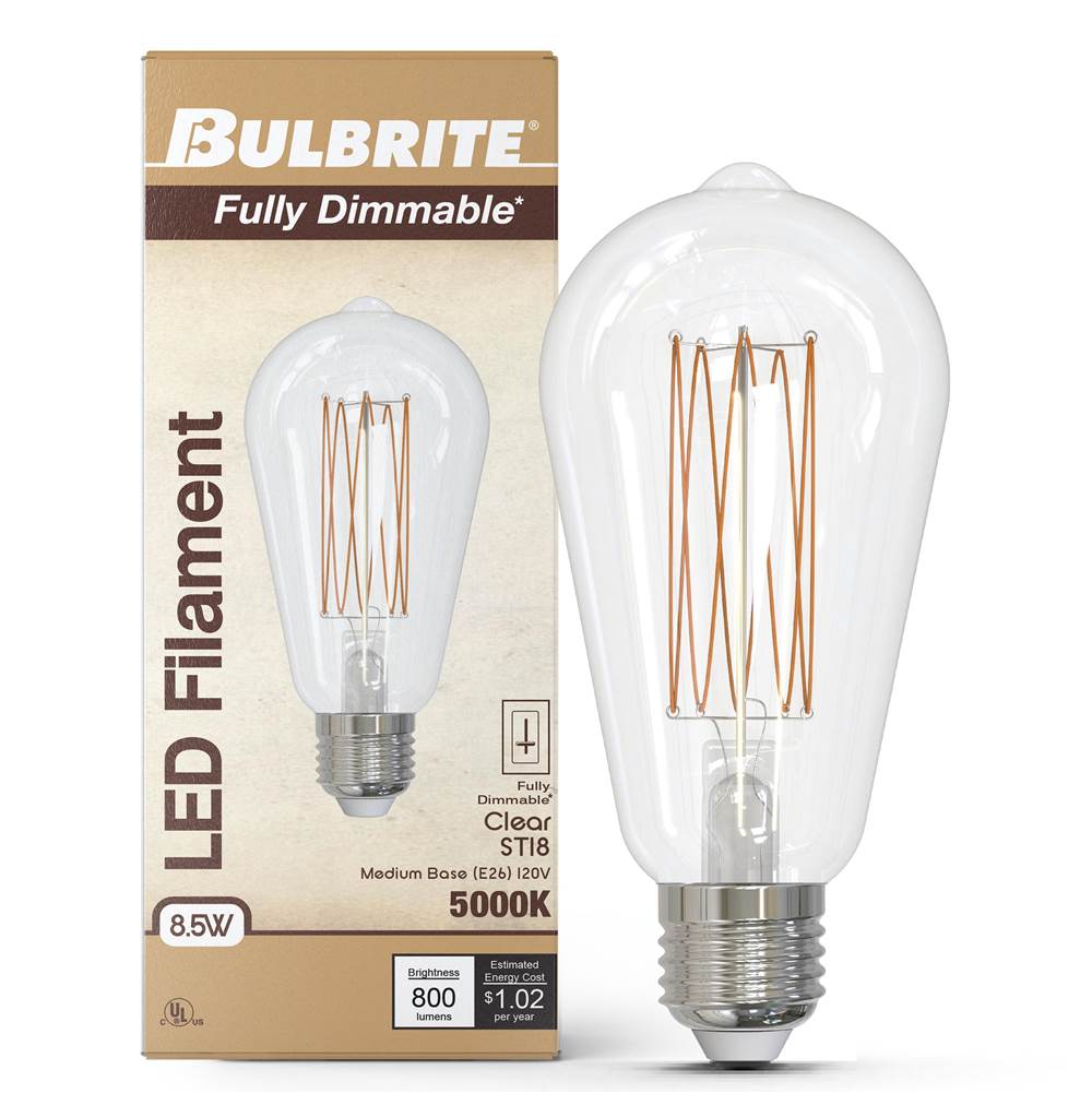 Bulbrite  8.5w Led St18 5000k Filament Fully Compatible Dimming