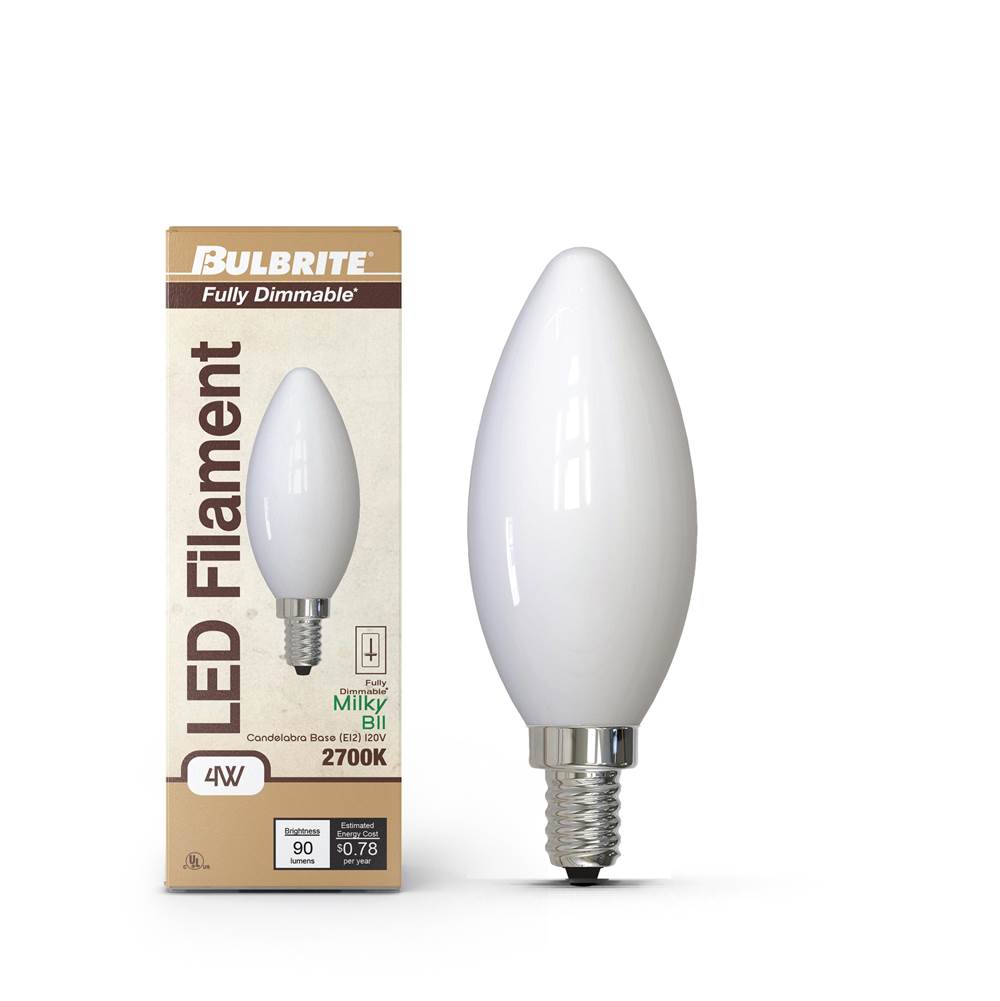 Bulbrite  6.5w Led B11 2700k Filament Milky Fully Compatible Dimming