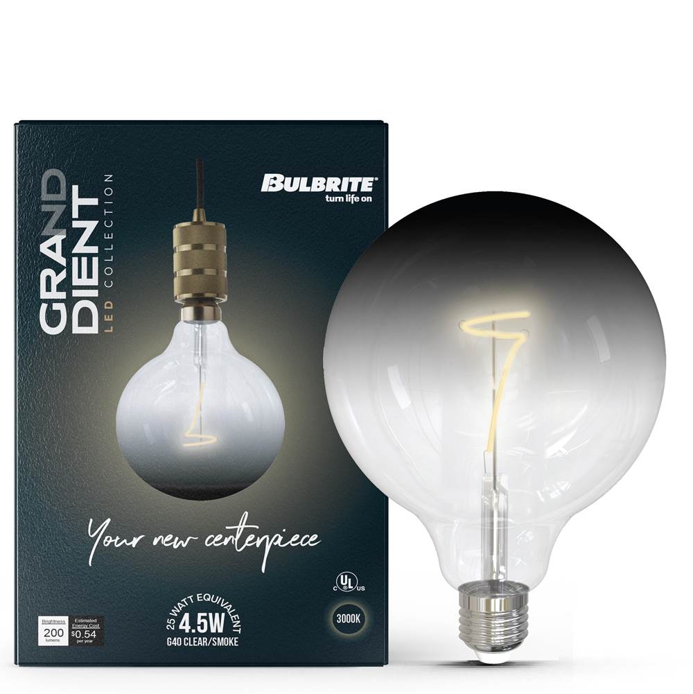 Bulbrite  4w Led G40 3000k Filament Gradient Smoke Fully Compatible Dimming