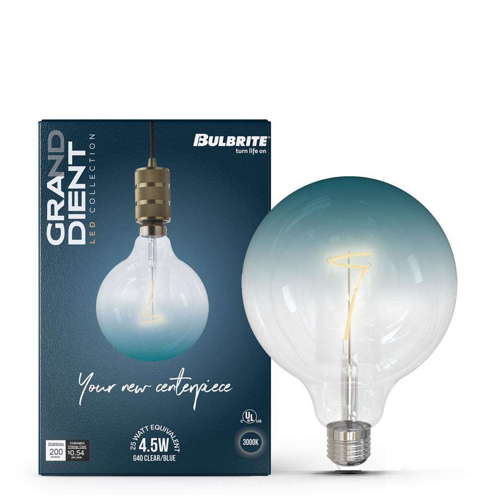 Bulbrite  4w Led G40 3000k Filament Gradient Blue Fully Compatible Dimming