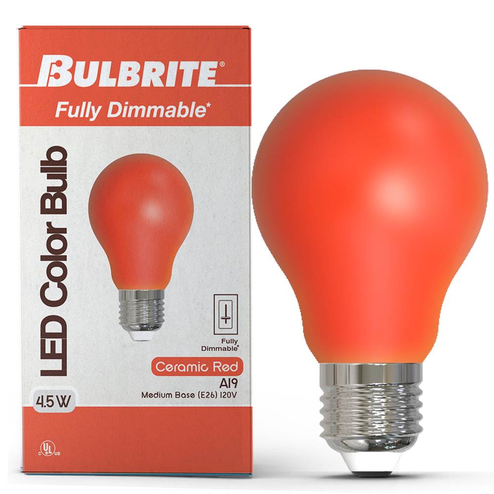 Bulbrite  4.5w Led A19 Red Filament Dimmable