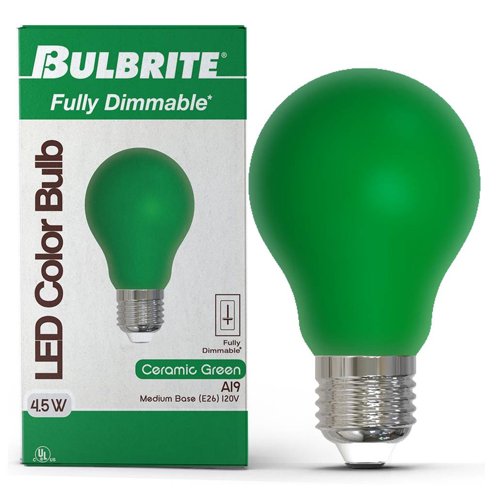 Bulbrite  4.5w Led A19 Green Filament Dimmable