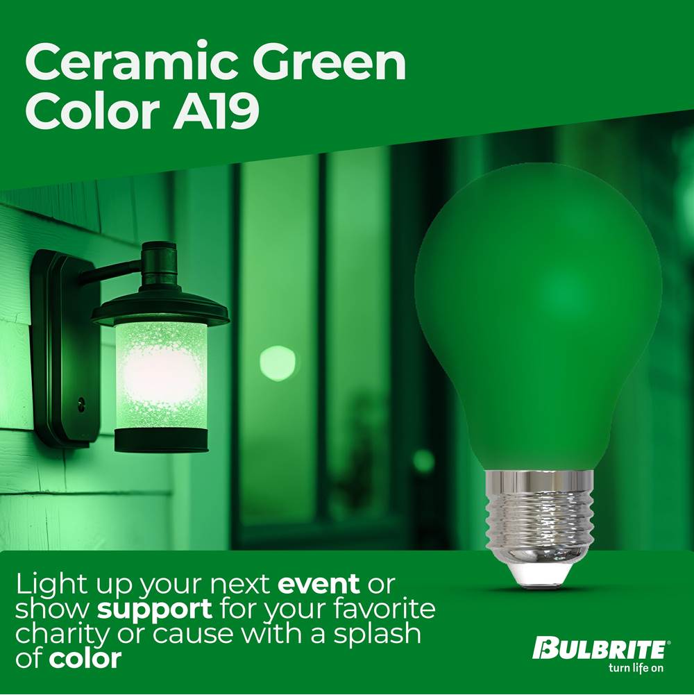 Bulbrite 776108  4.5w Led A19 Green Filament Dimmable Image 2