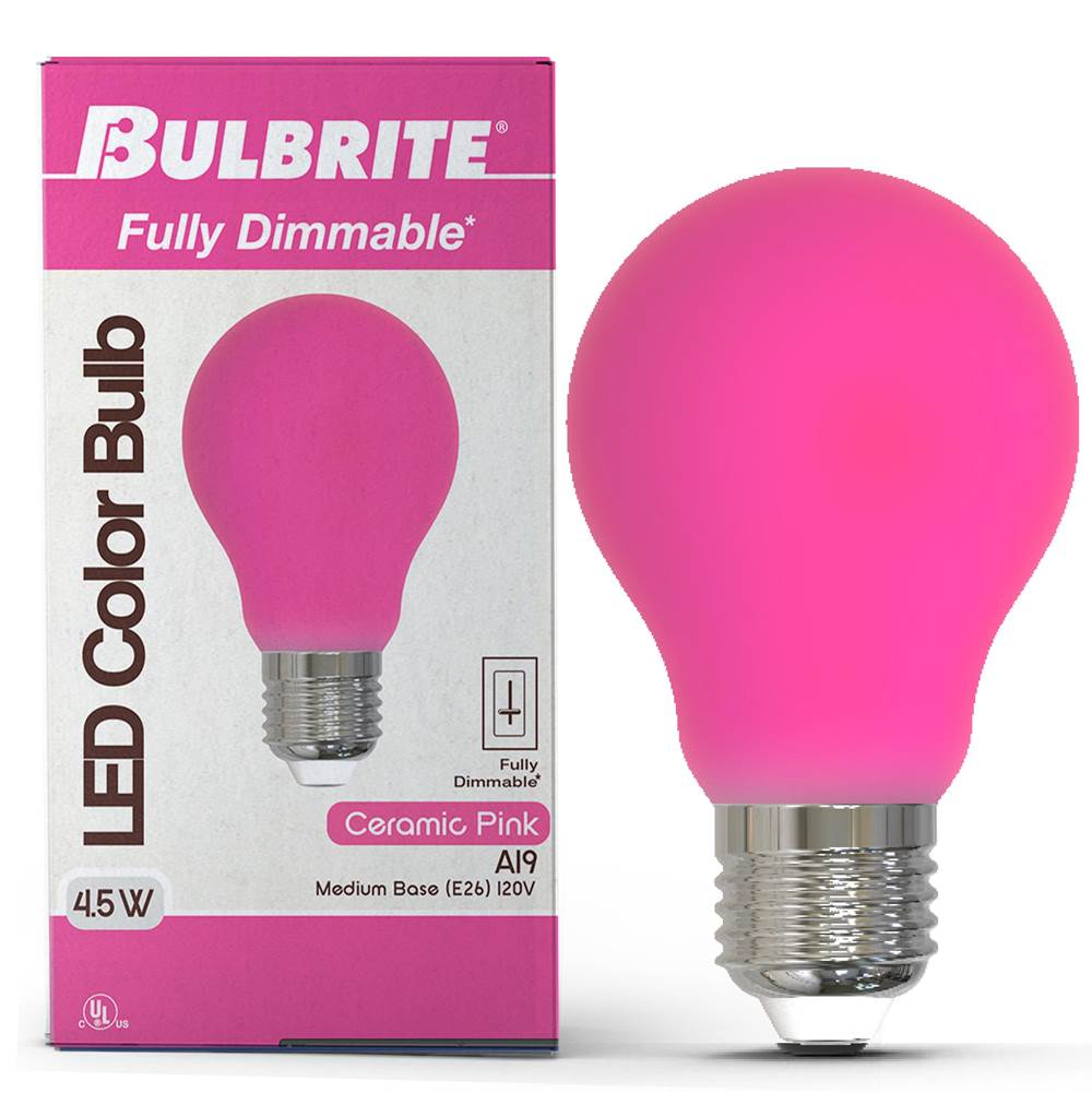 Bulbrite  4.5w Led A19 Pink Filament Dimmable