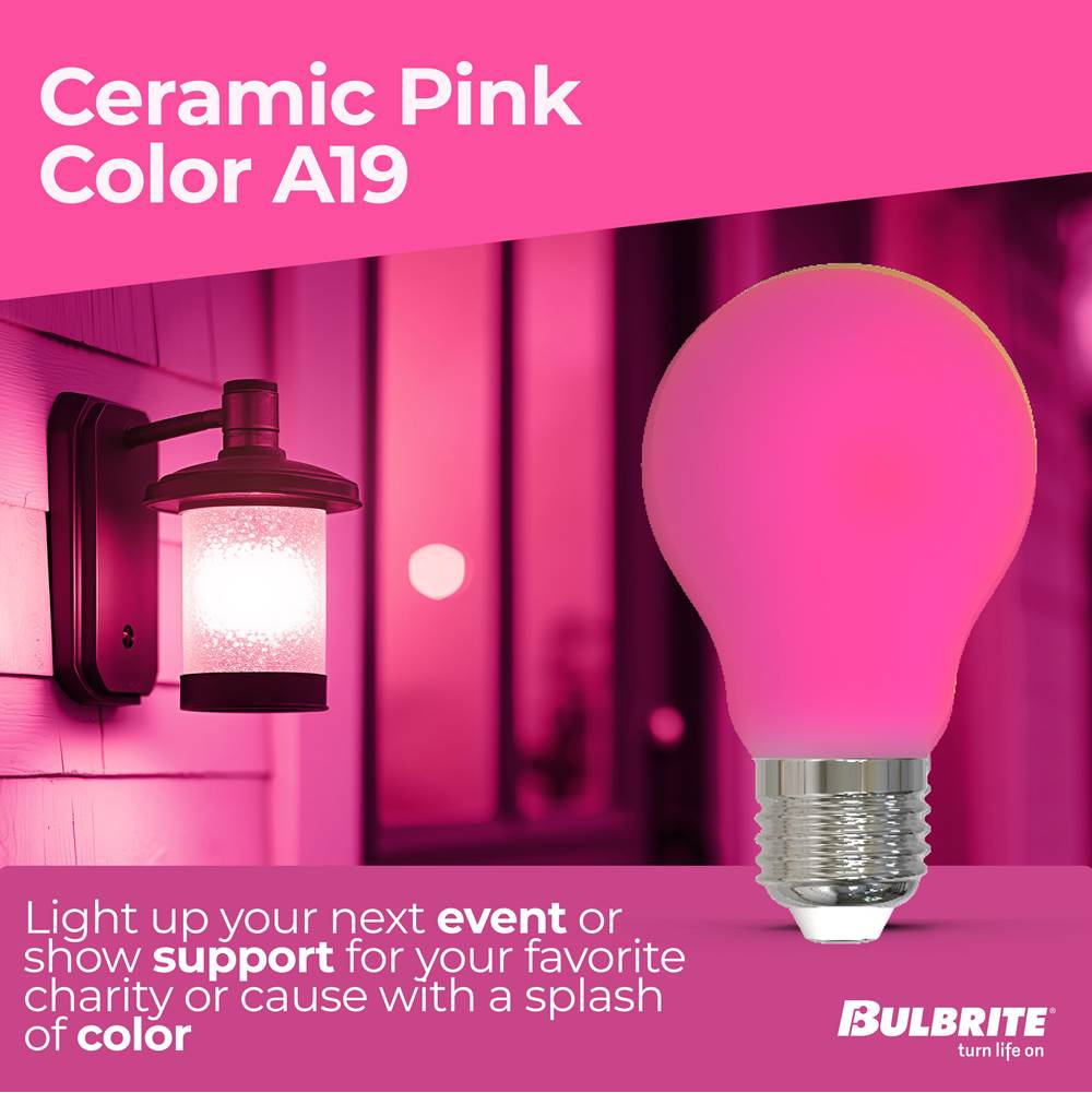 Bulbrite 776110  4.5w Led A19 Pink Filament Dimmable Image 2