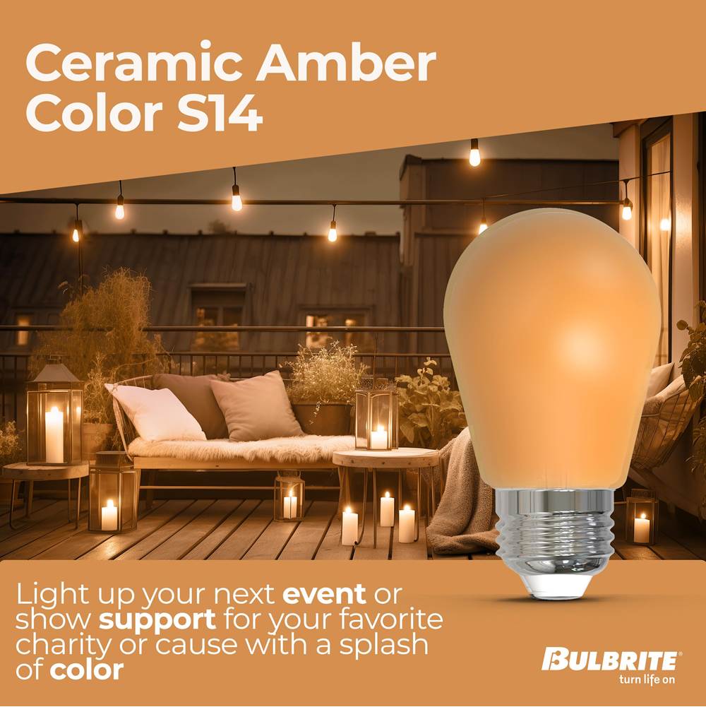Bulbrite 776151  2.5w Led S14 Amber Filament Dimmable Image 2