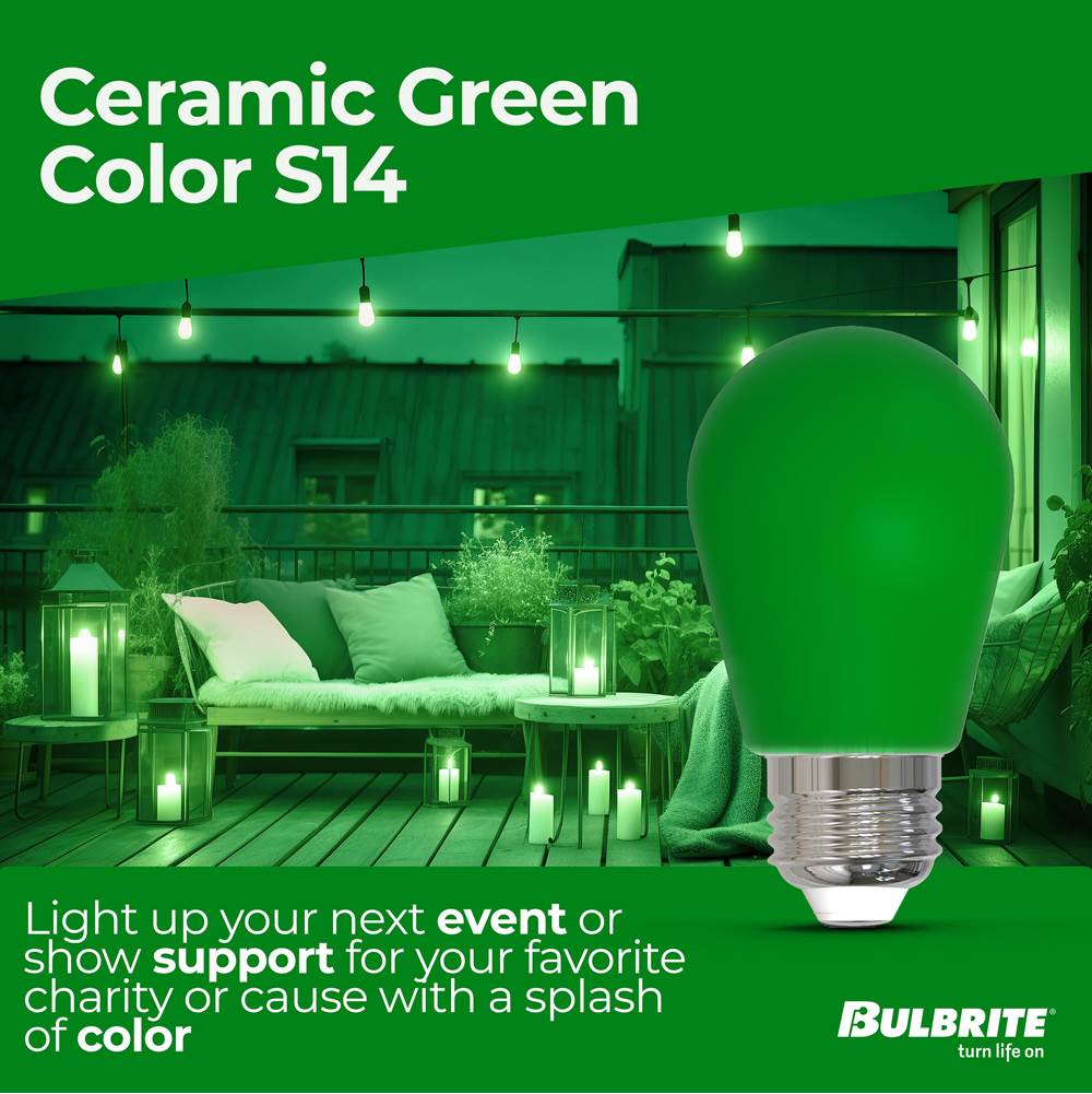 Bulbrite 776153  2.5w Led S14 Green Filament Dimmable Image 2