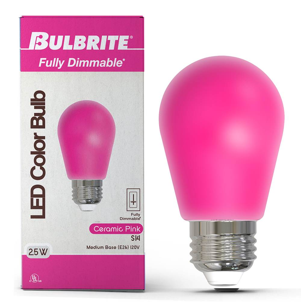 Bulbrite  2.5w Led S14 Pink Filament Dimmable