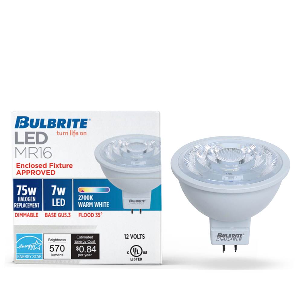 Bulbrite  7w Led Mr16 2700k Flood Dimmable 90cri 12v