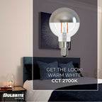 Bulbrite 776771 Half Chrome 2.5w Led G16 2700k Filament Half Mirror E12 Fully Compatible Dimming Image 2