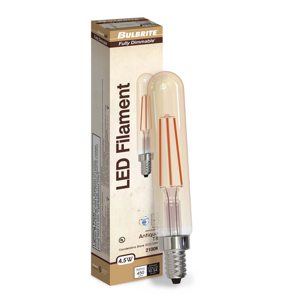 Bulbrite  4.5w Led T8 2100k Dimmable Filament