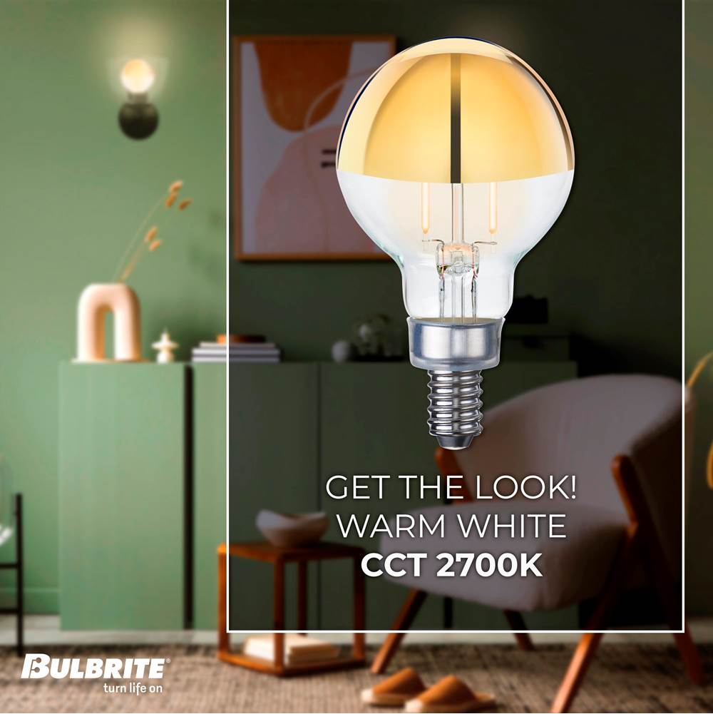 Bulbrite 776921  2.5w Led G16 2700k Filament Half Gold E12 Fully Compatible Dimming Image 2