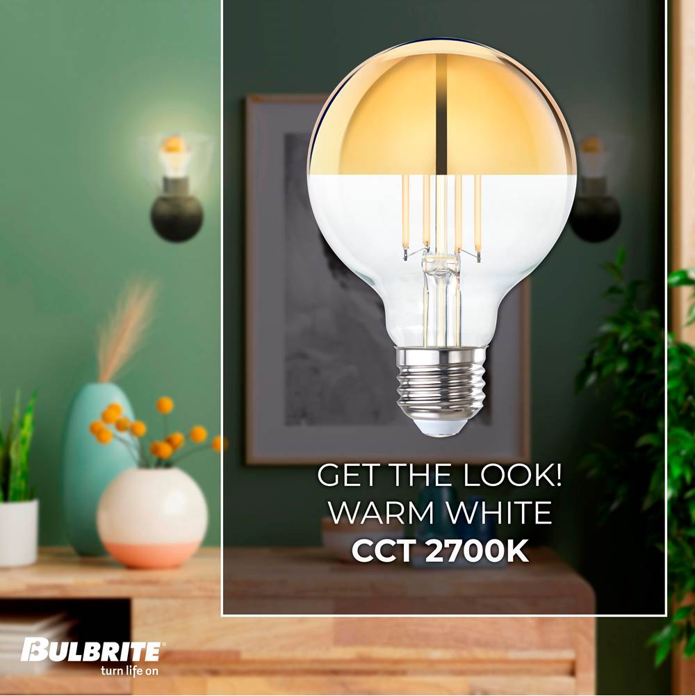 Bulbrite 776923  4.5w Led G25 2700k Filament Half Gold E26 Fully Compatible Dimming Image 2