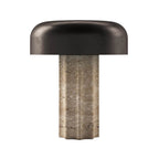 Bulbrite K70500 Travertine Cordless Table Lamp Fluted Column Travertine Chocolate Bronze Image 1