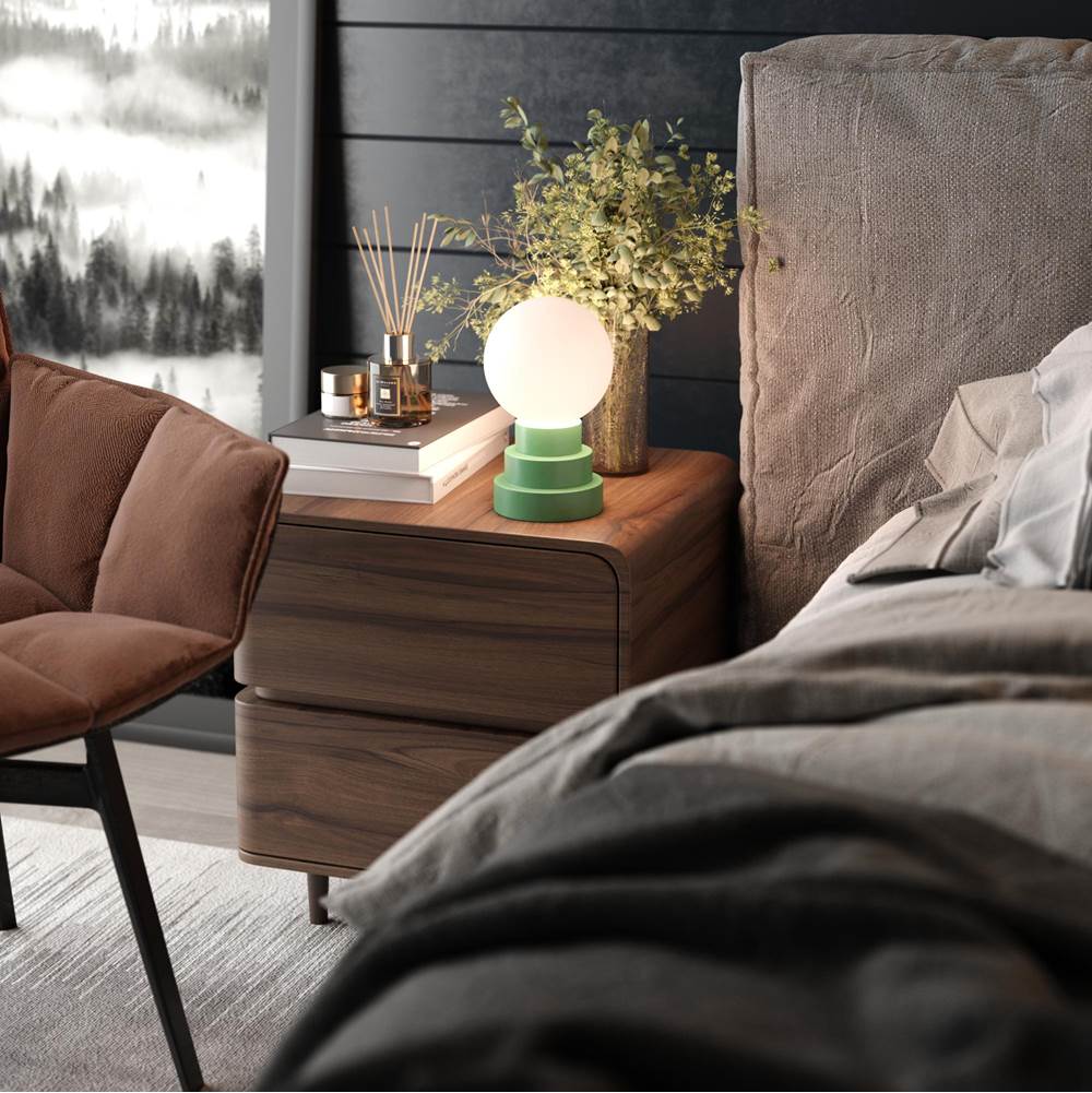 Bulbrite  Cordless Table Lamp Globe Moss
