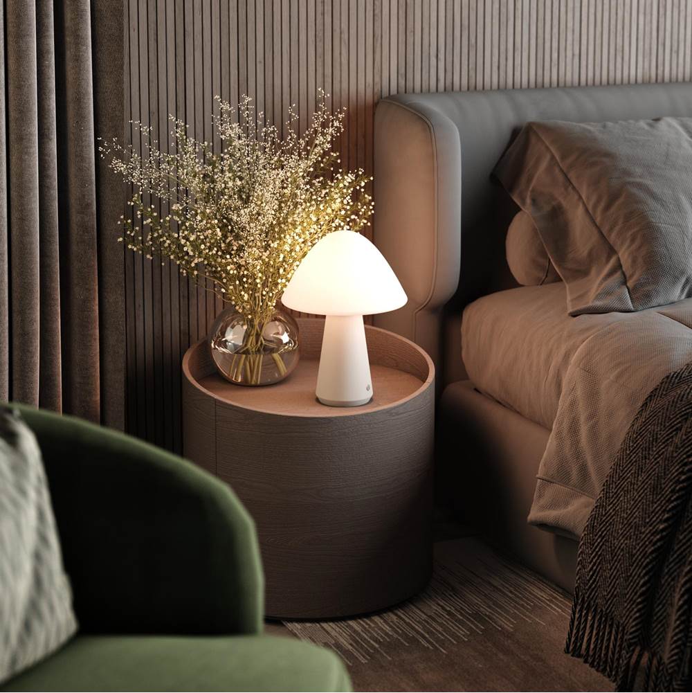 Bulbrite  Cordless Table Lamp Mushroom Gray