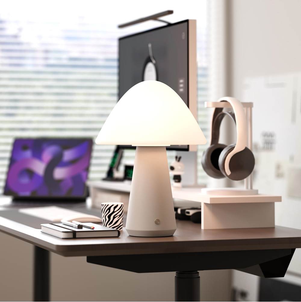 Bulbrite K70603 Gray Cordless Table Lamp Mushroom Gray Image 2