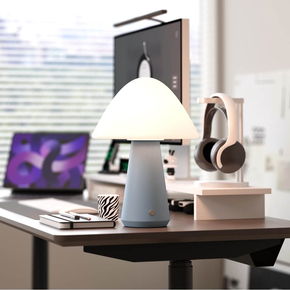 Bulbrite K70601 Stone Blue Cordless Table Lamp Mushroom Stone Blue Image 2