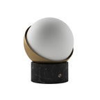 Bulbrite k70701 Black Marble / Brushed Brass Cordless Table Lamp Orb Black Marble Brushed Brass Image 1