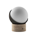 Bulbrite k70700 Travertine / Chocolate Bronze Cordless Table Lamp Orb Travertine Chocolate Bronze Image 1