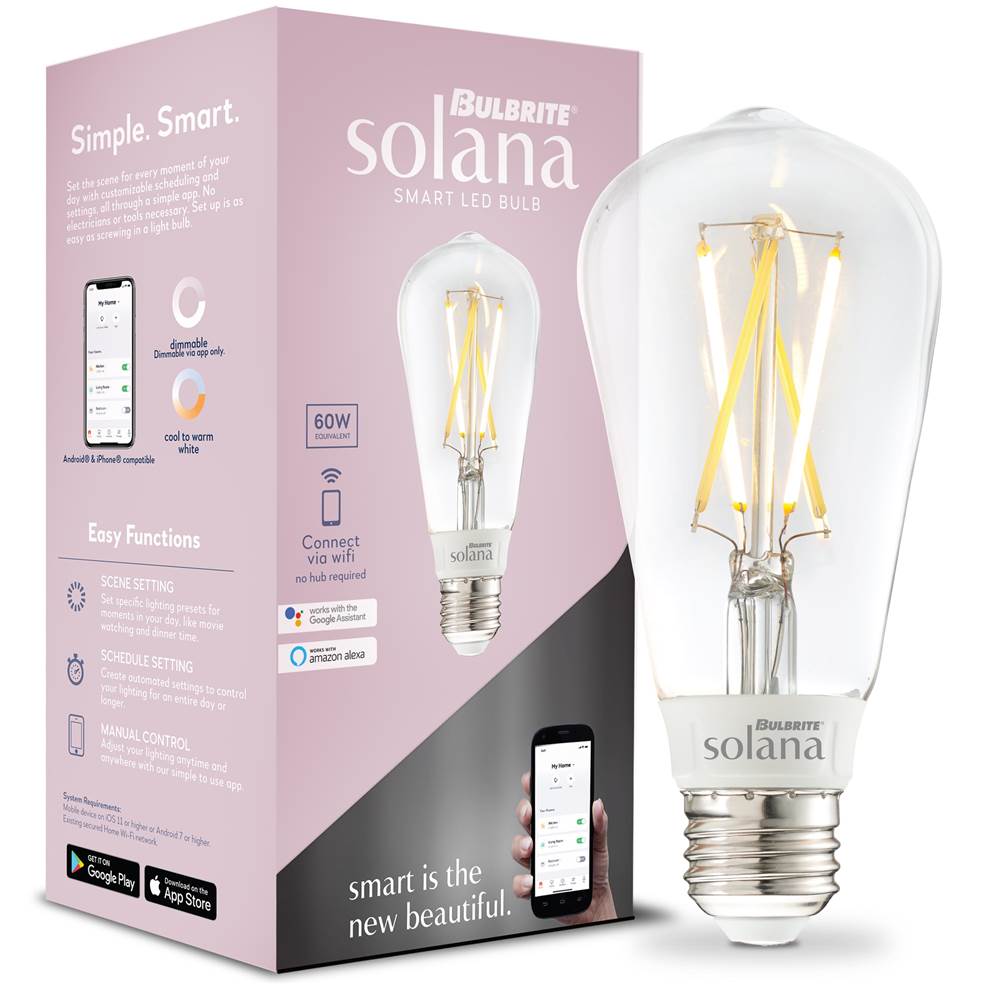 Bulbrite  Smart Led Wifi Filament St18 2700k Warm White Clear 60w Equivalent 1pk