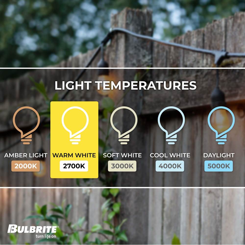 Bulbrite 812123 Black 14' String Light 10 Sockets 16'' Spacing E12 Black Kit - W/1w Plastic Led G16 Clear Lamps Image 2