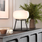 Bulbrite K70303 Black Cordless Table Lamp Tripod Black Oval Glass Image 2