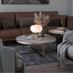 Bulbrite  Cordless Table Lamp Tripod Brushed Brass Oval Glass