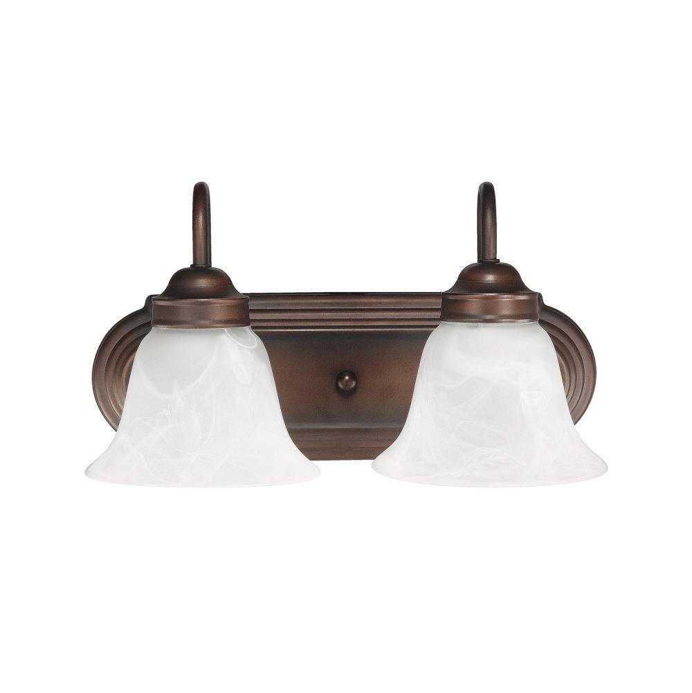 Capital Lighting Arthur 14'' W X 8'' H X 8'' E 2-light Vanity In Burnished Bronze With White Faux Alabaster Glass Shades