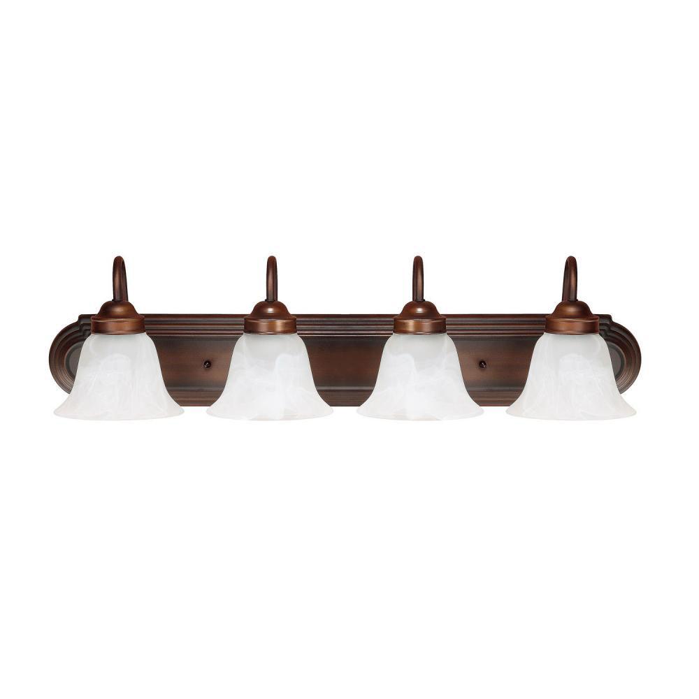 Capital Lighting Arthur 30'' W X 8'' H X 8'' E 4-light Vanity In Burnished Bronze With White Faux Alabaster Glass