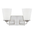 Capital Lighting Braylon 13.5'' W X 8'' H X 7'' E 2-light Vanity In Brushed Nickel With Soft White Glass Shade