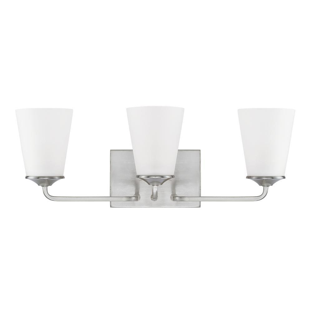 Capital Lighting Braylon 22.5'' W X 8'' H X 7'' E 3-light Vanity In Brushed Nickel With Soft White Glass Shade