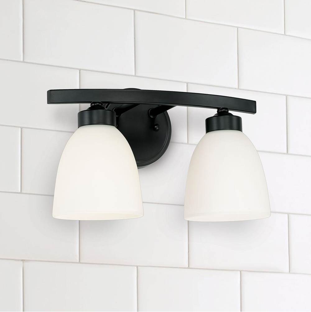 Capital Lighting 114321MB-333 Matte Black 13'' W X 8.5'' H X 7.5'' E 2-light Soft White Glass Vanity In Matte Black Image 2