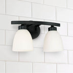 Capital Lighting 114321MB-333 Matte Black 13'' W X 8.5'' H X 7.5'' E 2-light Soft White Glass Vanity In Matte Black Image 2