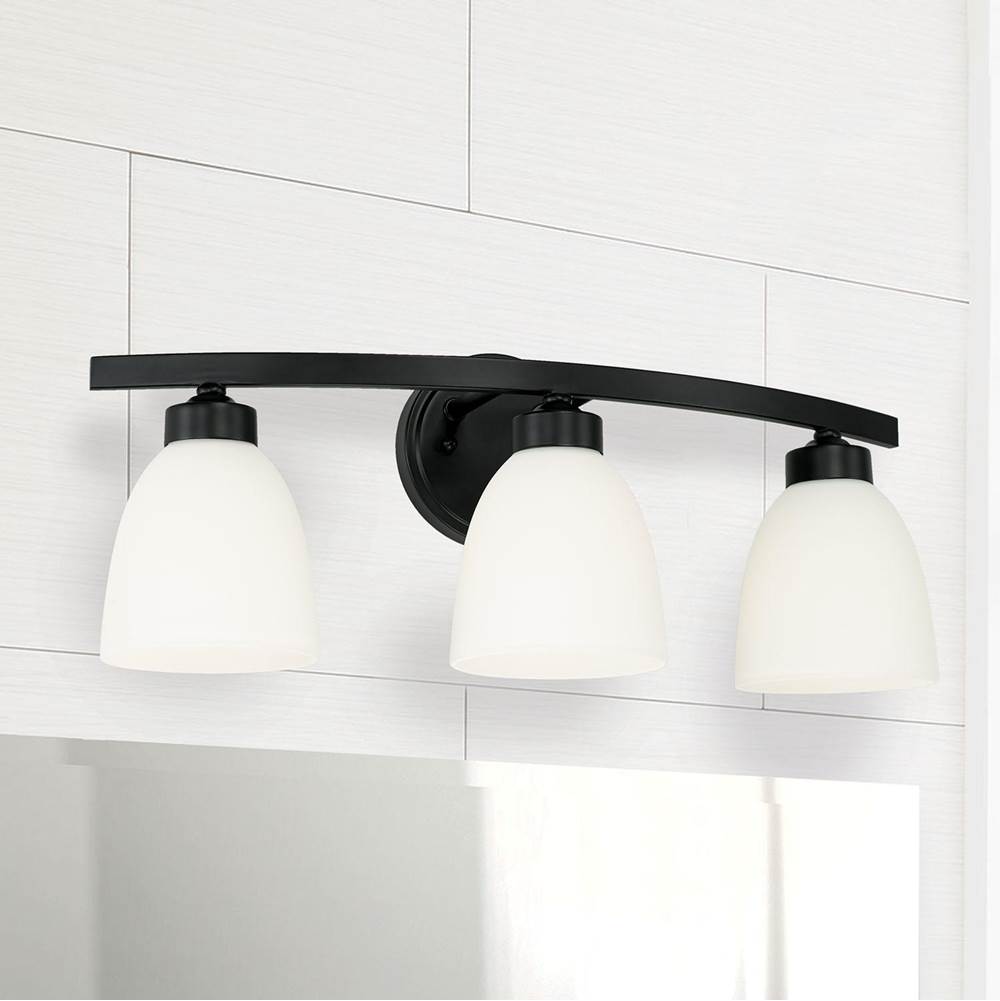 Capital Lighting 114331MB-333 Matte Black 21'' W X 8.5'' H X 7.5'' E 3-light Soft White Glass Vanity In Matte Black Image 2