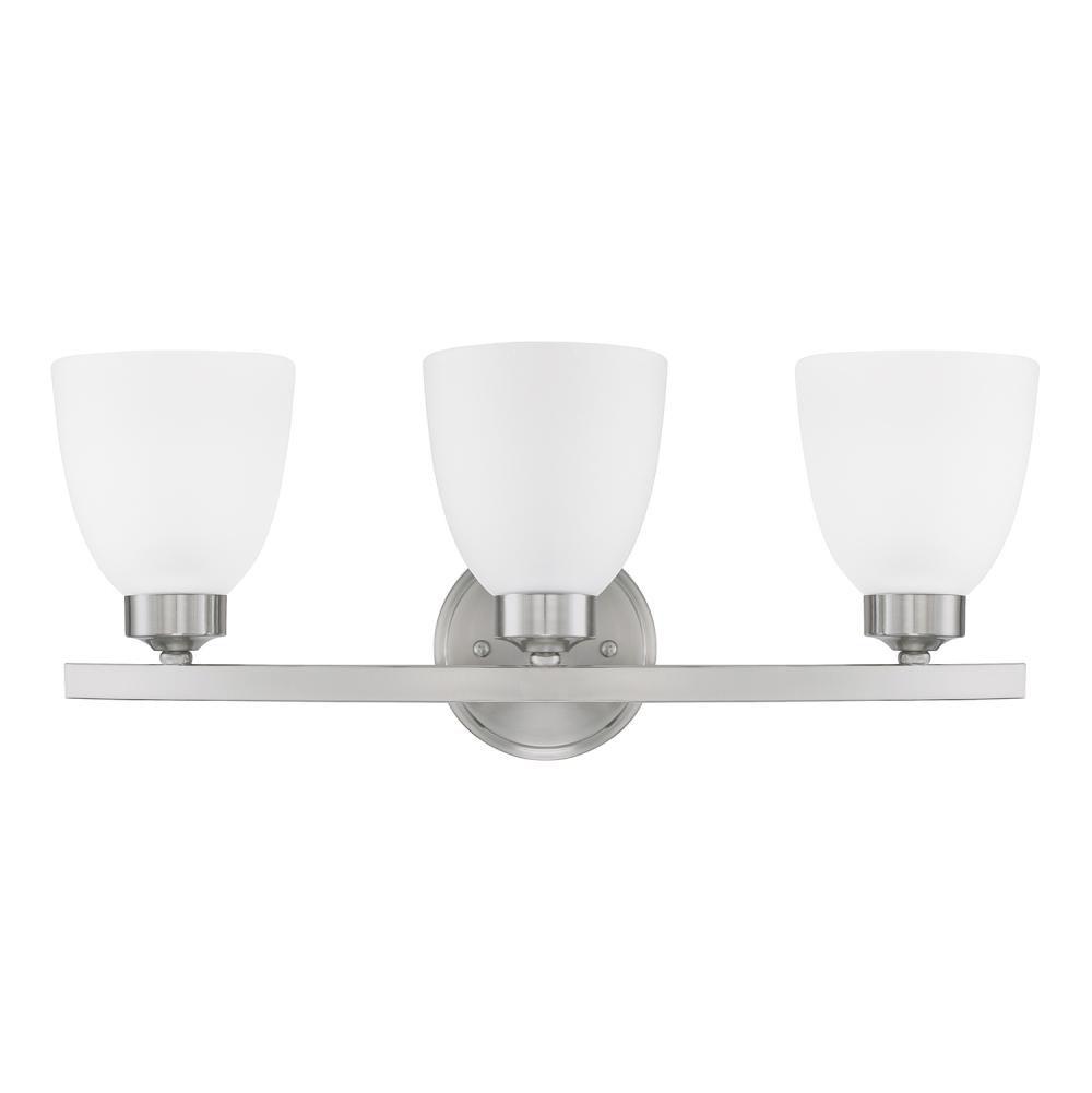Capital Lighting Jameson 21'' W X 8.5'' H X 7.5'' E 3-light Soft White Glass Vanity In Brushed Nickel