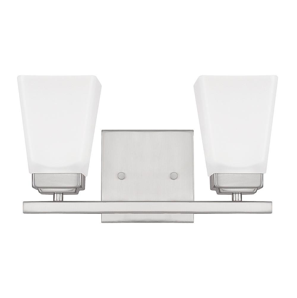 Capital Lighting Baxley 13'' W X 7'' H X 7'' E 2-light Vanity In Brushed Nickel With Soft White Glass Shade