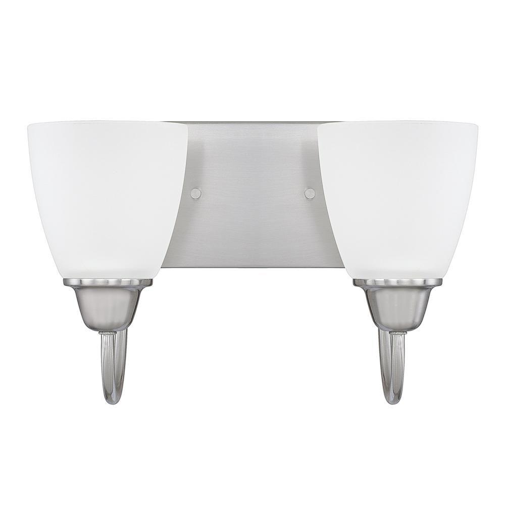 Capital Lighting Trenton 13'' W X 8.5'' H X 8'' E 2-light Vanity In Brushed Nickel Acid Washed Glass