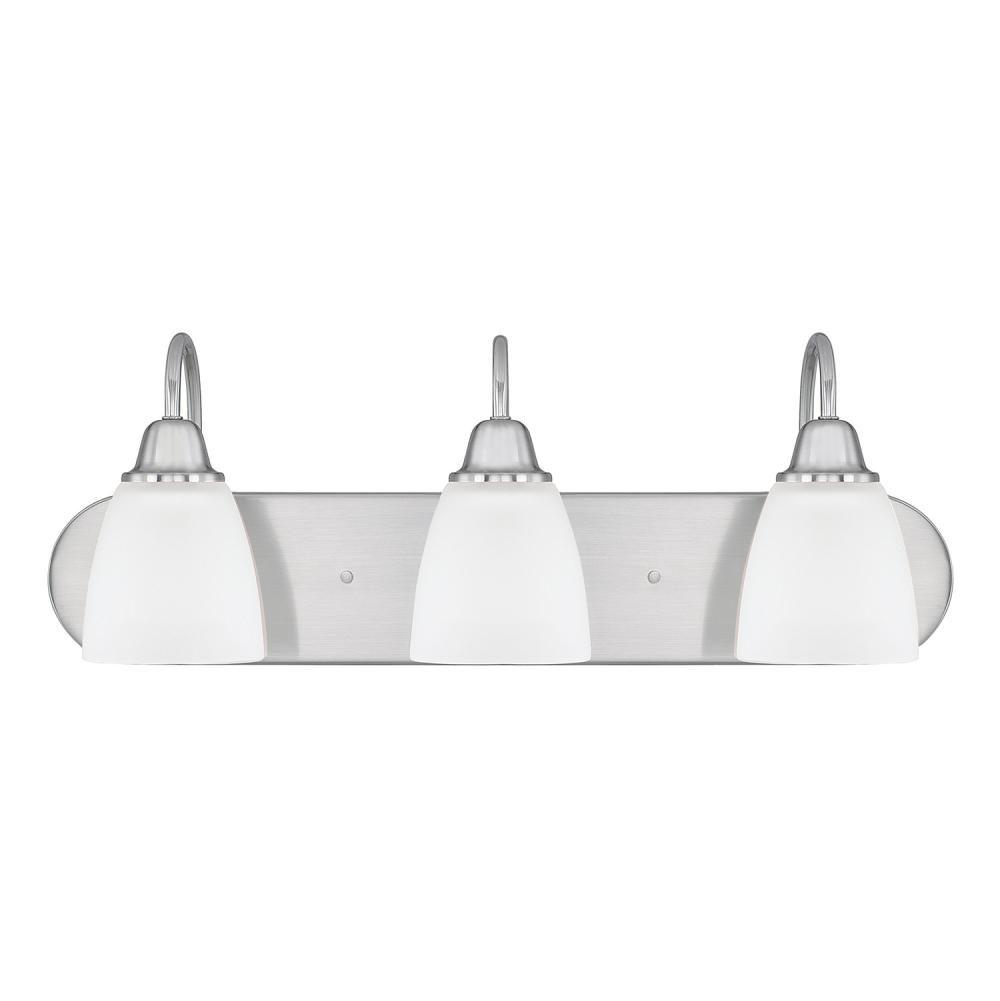 Capital Lighting Trenton 24'' W X 8.5'' H X 8'' E 3-light Acid Washed Glass Vanity In Brushed Nickel