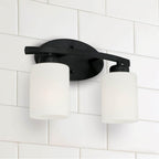 Capital Lighting 115221MB-338 Matte Black 13'' W X 9'' H X 5.5'' E 2-light Soft White Glass Vanity In Matte Black Image 2