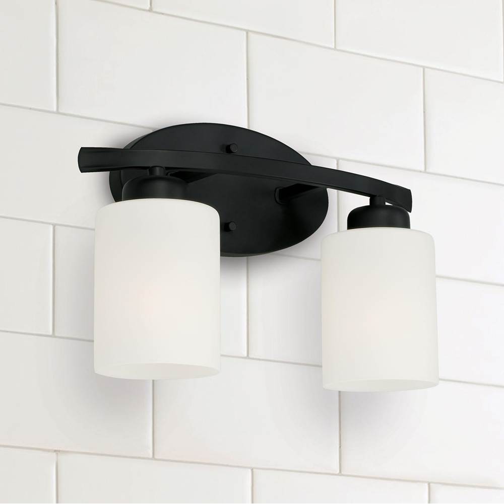 Capital Lighting 115221MB-338 Matte Black 13'' W X 9'' H X 5.5'' E 2-light Soft White Glass Vanity In Matte Black Image 2