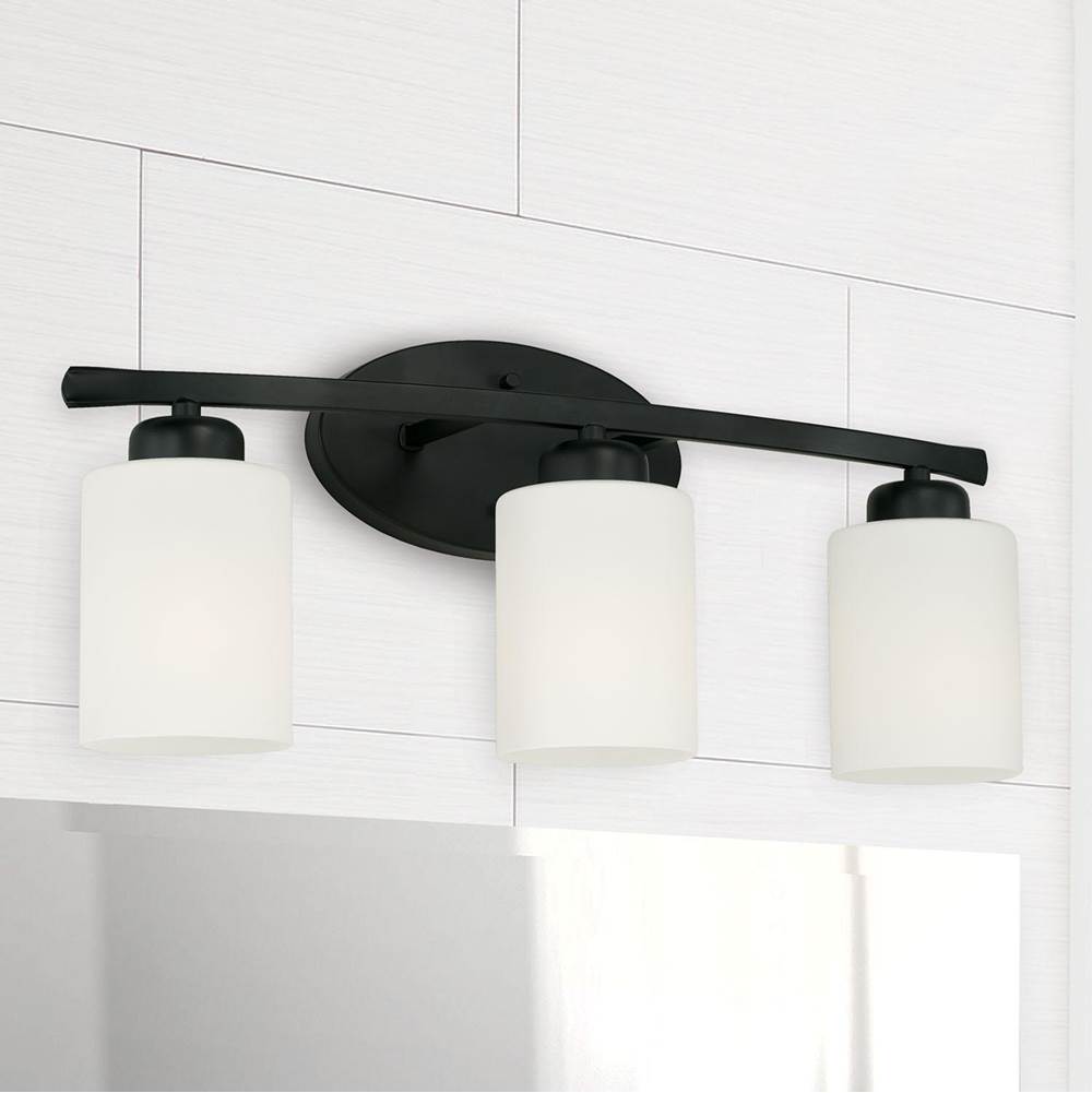 Capital Lighting 115231MB-338 Matte Black 20.5'' W X 9'' H X 7'' E 3-light Soft White Glass Vanity In Matte Black Image 2
