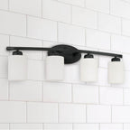 Capital Lighting 115241MB-338 Matte Black 28.5'' W X 9'' H X 7'' E 4-light Soft White Glass Vanity In Matte Black Image 2