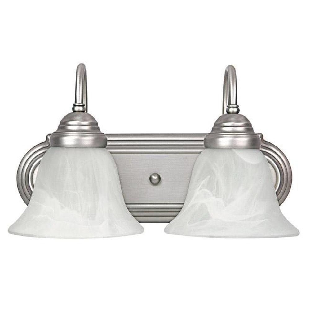 Capital Lighting Arthur 14'' W X 8'' H X 8'' E 2-light Vanity In Matte Nickel With White Faux Alabaster Glass Shades