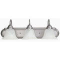Capital Lighting Arthur 24'' W X 8'' H X 8'' E 3-light Vanity In Matte Nickel With White Faux Alabaster Glass Shades