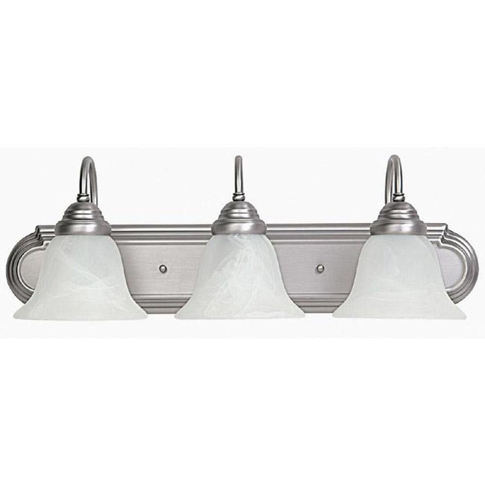 Capital Lighting Arthur 24'' W X 8'' H X 8'' E 3-light Vanity In Matte Nickel With White Faux Alabaster Glass Shades