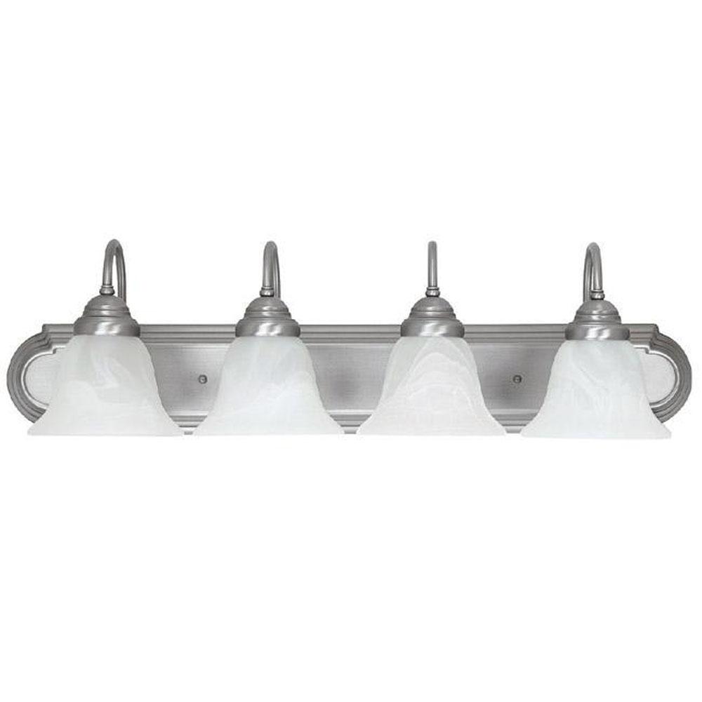Capital Lighting Arthur 30'' W X 8'' H X 8'' E 4-light Vanity In Matte Nickel With White Faux Alabaster Glass Shades