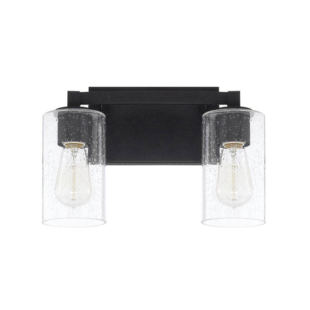Capital Lighting Ravenwood 13'' W X 9.5'' H X 5.5'' E 2-light Clear Seeded Glass Vanity In Black Iron
